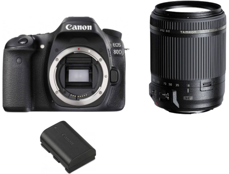 Cámara Reflex CANON EOS 80D + Objectivo TAMRON 18-200mm F3.5-6.3 Di II VC + Batería Canon LP-E6N (APS-C)