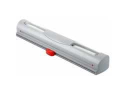 Dispensador De Papel Film Reutilizable, Recargable Con Cuchilla De Acero Inoxidable, Diseño Compacto Para Cocina, Gris