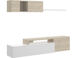 Composición de Salón TV Compacto DKIT Elle (Blanc Brillo/Natural - 180x201x41 cm)