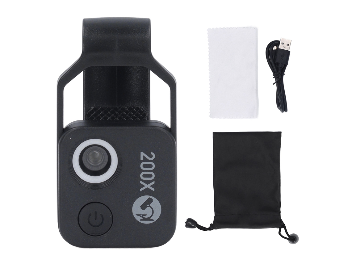 Microscopio De Bolsillo Para Teléfono Móvil 200x Con Luz Led, Clip Universal, 5v 1a, Negro