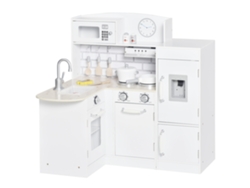 Cocina de juguete, 14 piezas, dispensador eléctrico, 86x64x84,5cm, color blanco