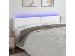 Cabecero Con Led Cuero Sintético Blanco 203x16x78/88 Cm