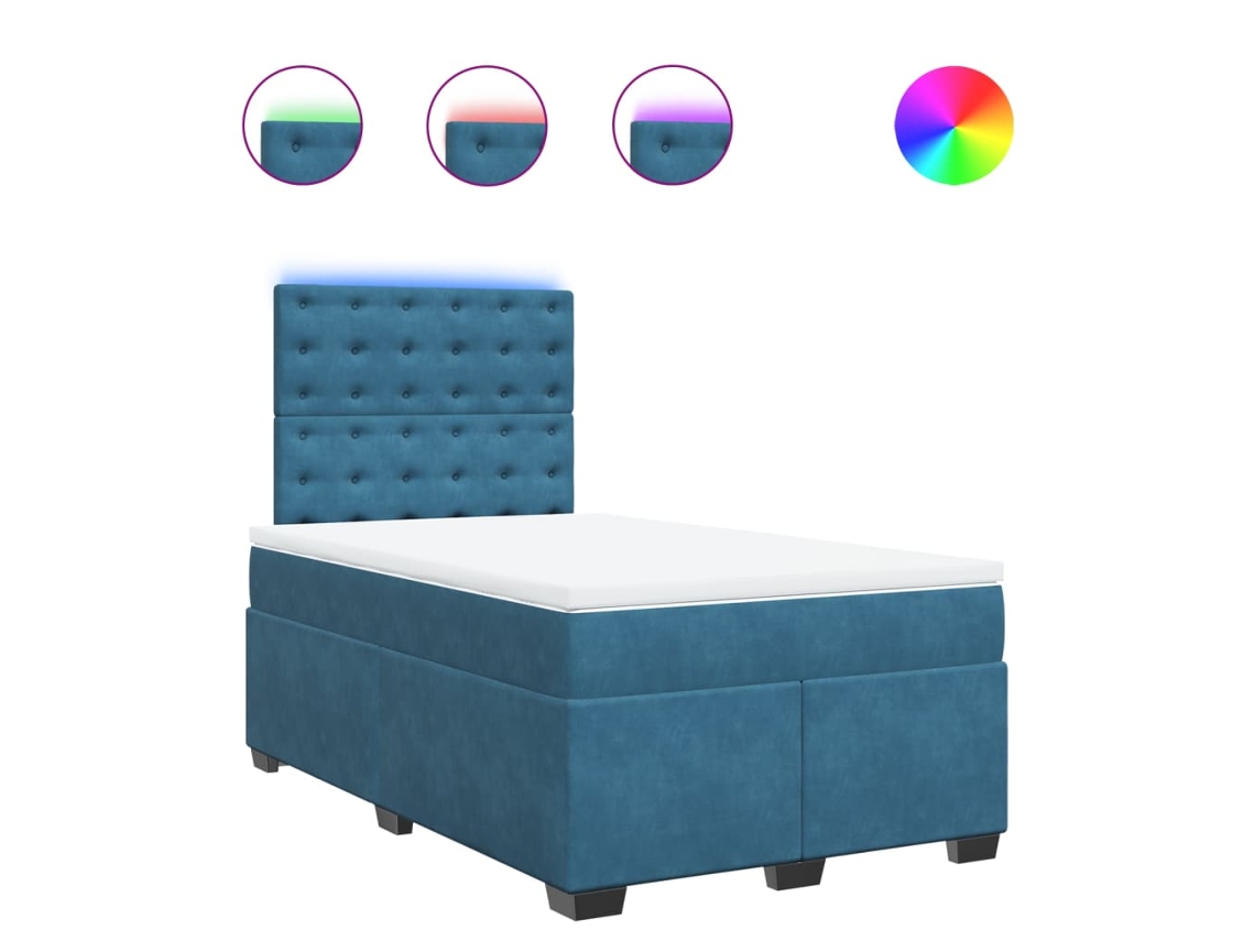 Maison Exclusive - Cama Box Spring Con Colchón Terciopelo Azul 120x190 Cm