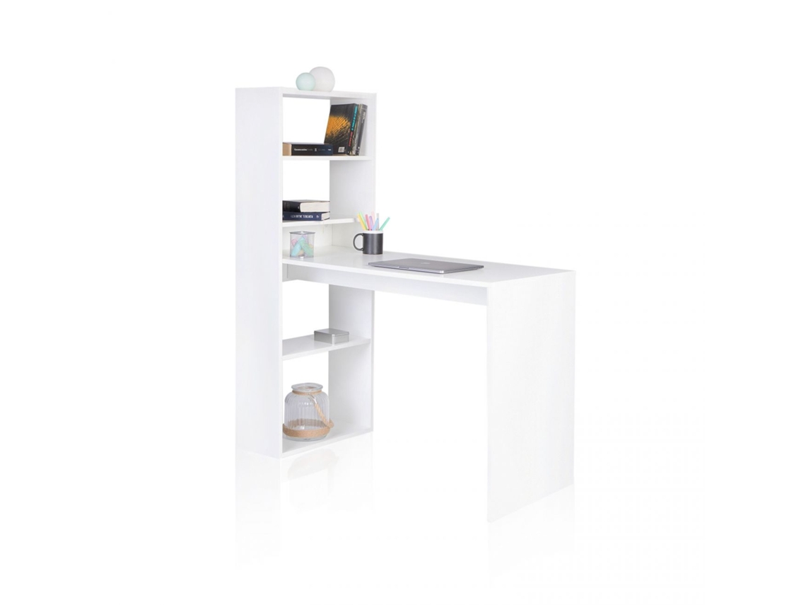 Mesa de estudio con estantería Qanik Blanco 120,5 x 140 x 49,5 cm