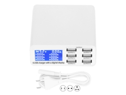 Cargador Usb De 6 Puertos Universal Con Identificación Automática Compatible Con Múltiples Dispositivos