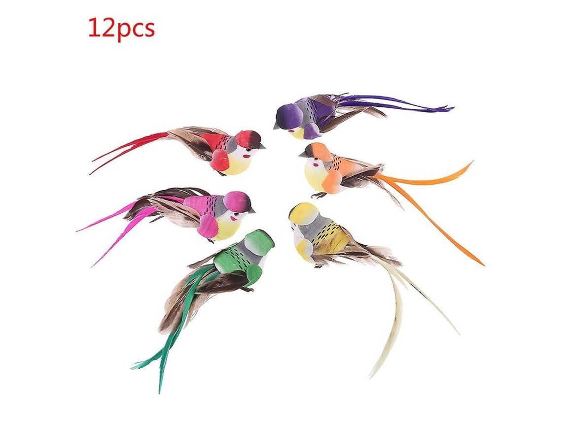 12 Mini Pájaros Artificiales Decorativos Con Plumas Para Navidad 2025 (hazlo Tú Mismo)