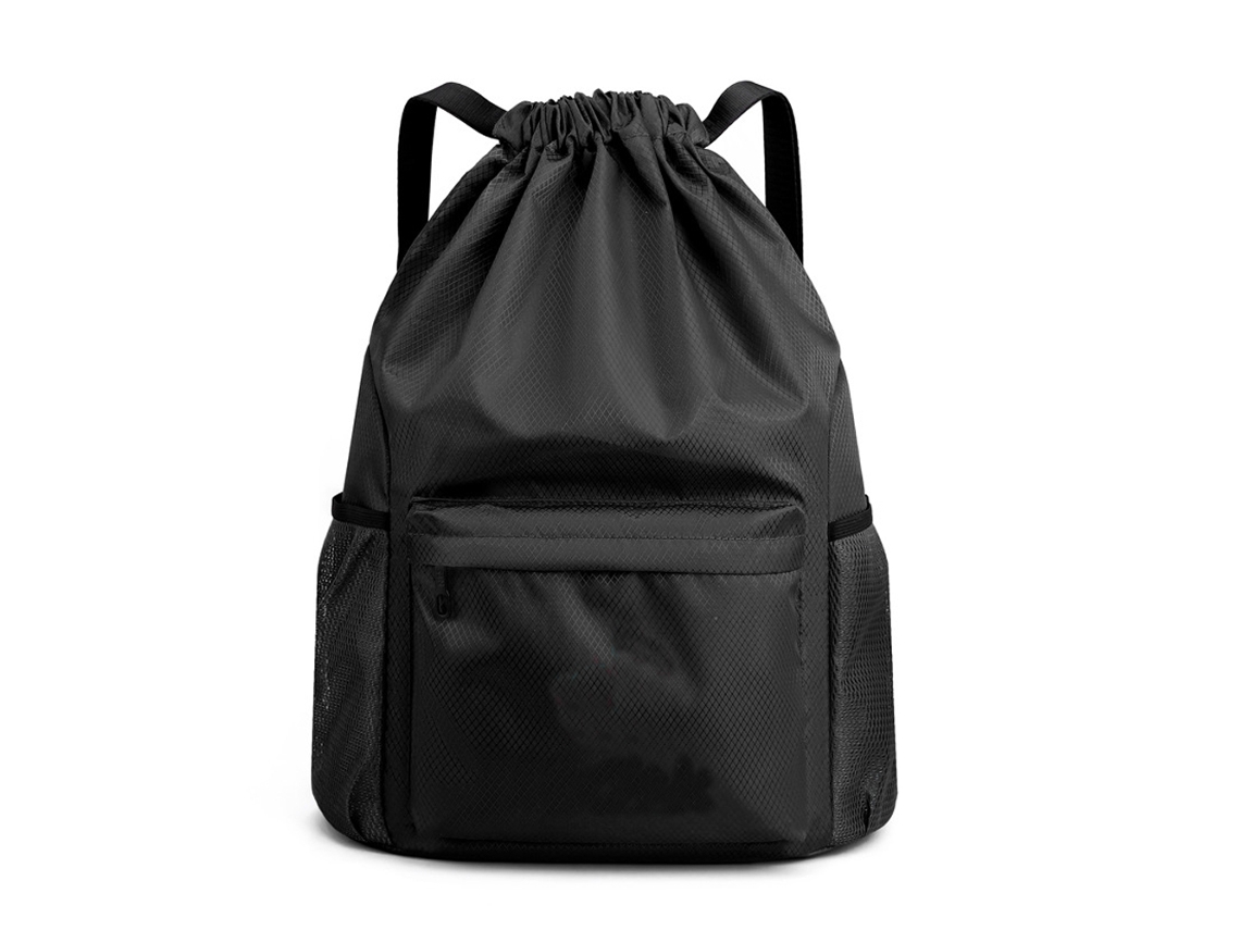Mochila con cordón Bolsa de gimnasio Sackpack String Sack Pack Bolsas (negro)