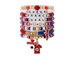 Kit de pulseras de fútbol para mujer, 7-8 piezas, pulseras elásticas apilables con dije de balón para aficionados.