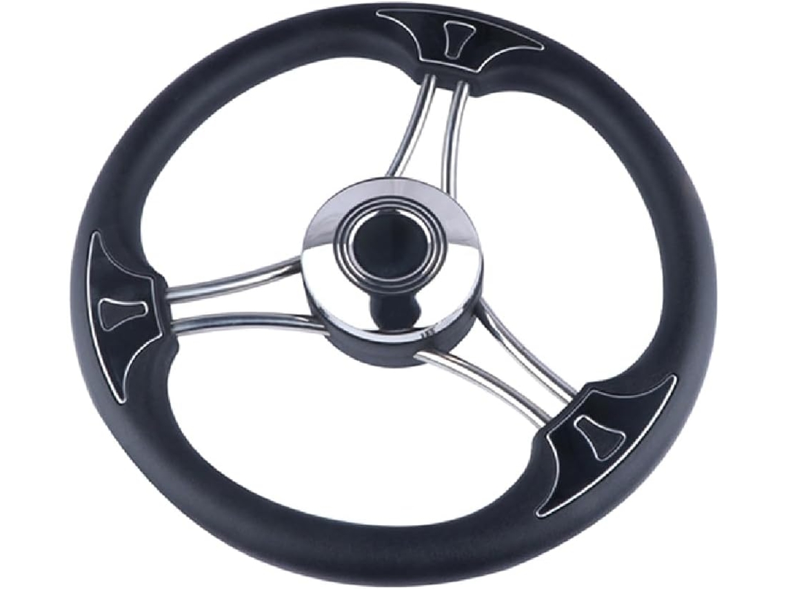 Kichi Volant De Bateau 13 Pouces In Acier Inoxydable Mousse Noire À 3 Rayons Marine Removal