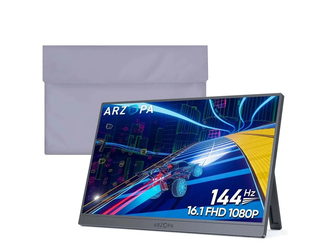 Monitor portátil Arzopa Z1fc de 16,1 pulgadas, LED IPS FHD 1080p 144 Hz, USB C, con bolsa de almacenamiento