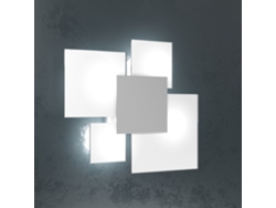 Lámpara de techo rectangular Toplight Upgrade de 4 luces con casquillo Gx53, estructura en gris y blanco, diseño moderno, 46 x 42 x 15 cm.