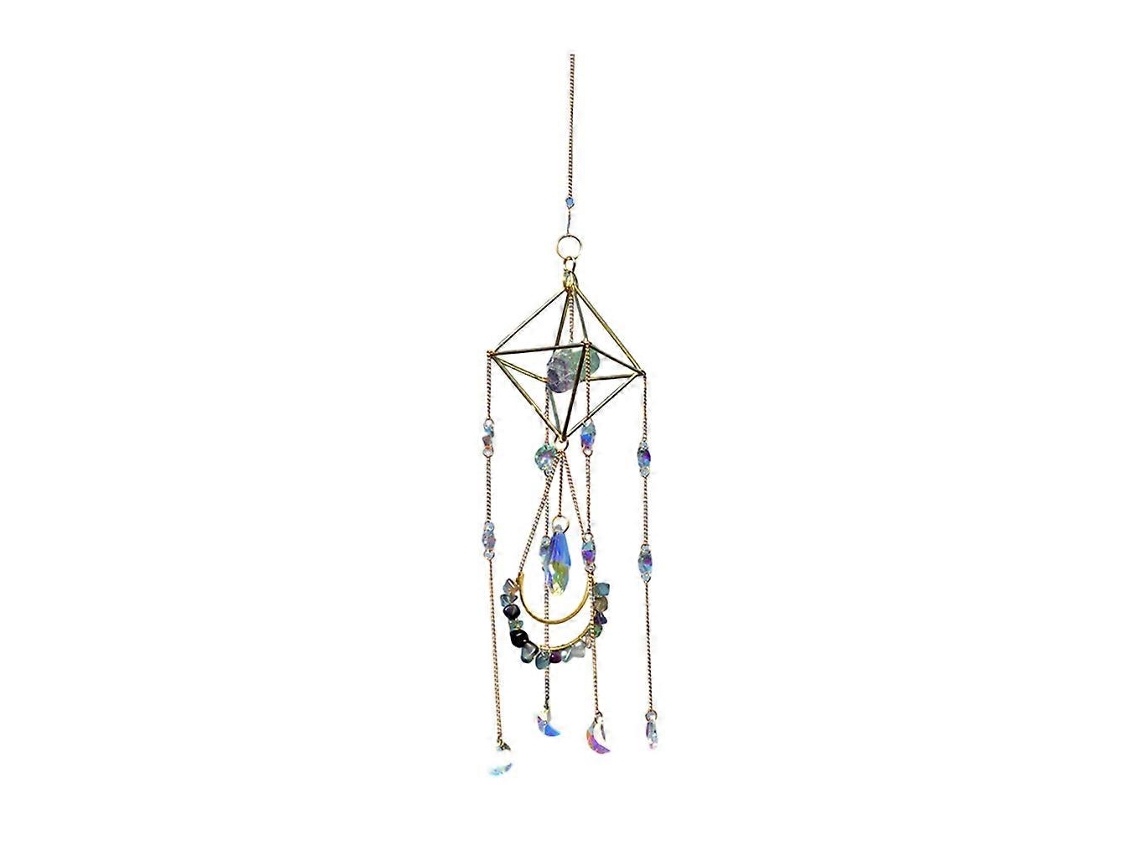 Colgante de cristal para atrapasol, carillón de viento arcoíris, decoración navideña para árbol de exterior.
