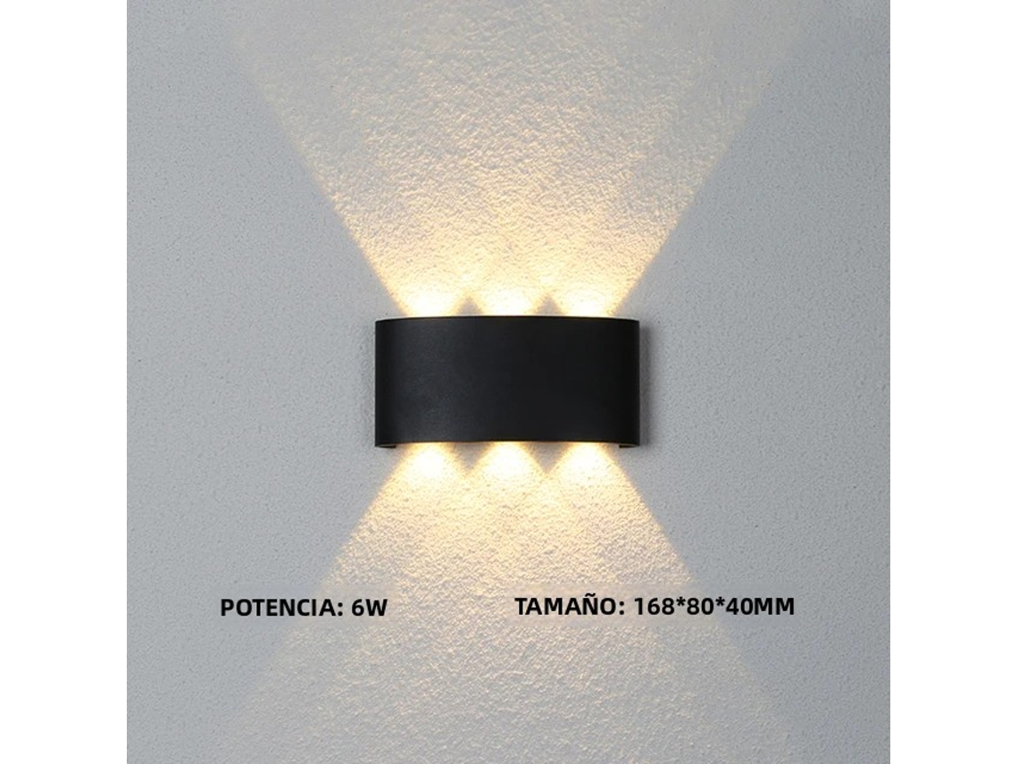 Aplique De Pared Led De Aluminio Para Jardín, Impermeable, Ip65, Blanco Cálido, 6 W, Color Negro