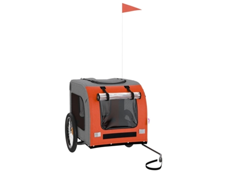 Remolque bicicleta para perros hierro tela Oxford naranja gris VIDAXL