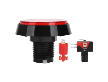 Interruptor de botón, 12V 10A 60 mm Botón plano redondo grande Interruptores de botón con luz LED Interruptor de máquina de juego (Rojo)