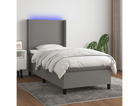 MAISON EXCLUSIVE Cama con somier con colchón y LED 90x200 cm Tela gris oscuro