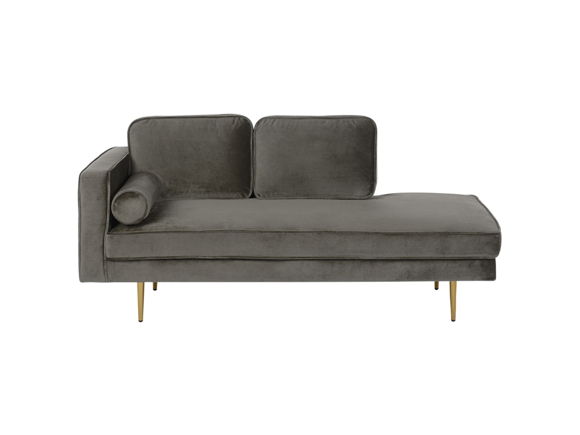 Chaise longue izquierdo BELIANI Miramas de Terciopelo Gris 171x79x63