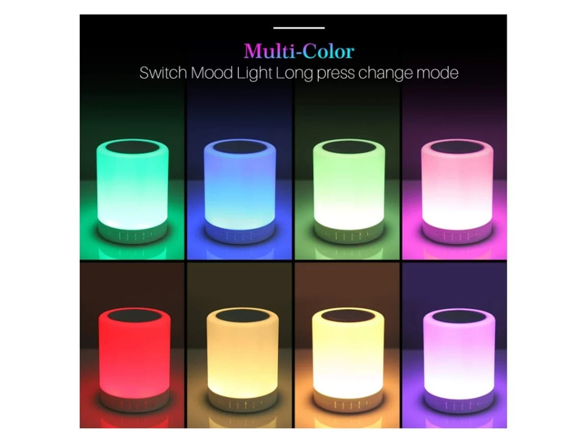 Lámpara de noche táctil con altavoz Bluetooth, luz de noche de mesa, 3 modos táctiles regulables y 7 colores para cambiar. Bestvite