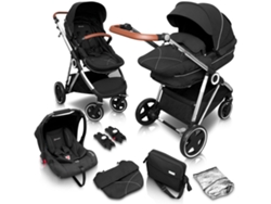 Cochecito Babygo Halime Black 3 en 1 (chasis plateado)