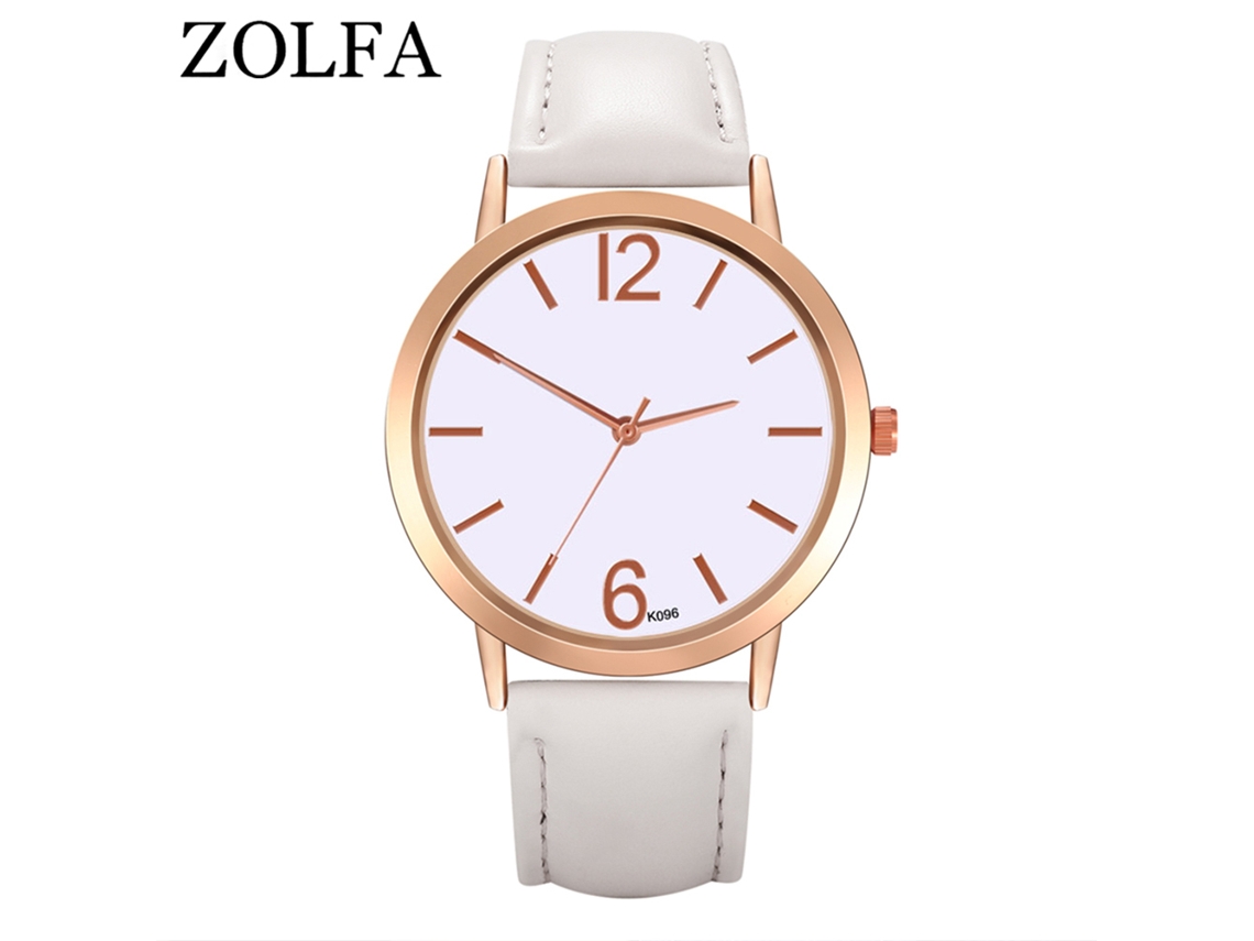 Reloj De Pulsera De Cuarzo Para Mujer, Esfera Redonda Blanca, Resistente A Los Arañazos.