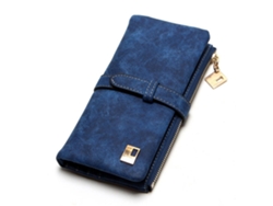 Cartera Larga Plegable Retro De Pu Para Mujer Con Cremallera, Bolso De Mano Para Mujer