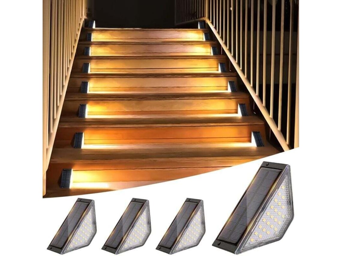 Juego De 4 Luces Solares Led Para Escaleras, Luces Solares Para Exteriores