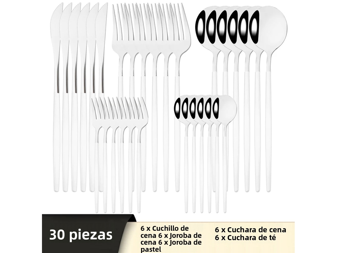 (plata) Juego De Cubiertos De Acero Inoxidable De 30 Piezas: Cuchillo, Tenedor, Cuchara, Cubiertos, Cubiertos
