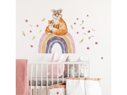 Rebe-stickers De Pared De Animales Arcoíris Y Flores Para Niños, Decoración Para Habitación, Salón, Oficina Y Cocina