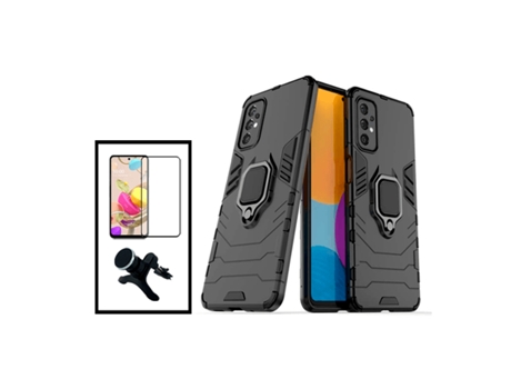 Kit De Película De Vidrio Templado De Cubierta Completa 5D 3X1 Soporte Magnético De Coche Reforzado Defensor Militar Para Samsung Galaxy A73 - Negr...