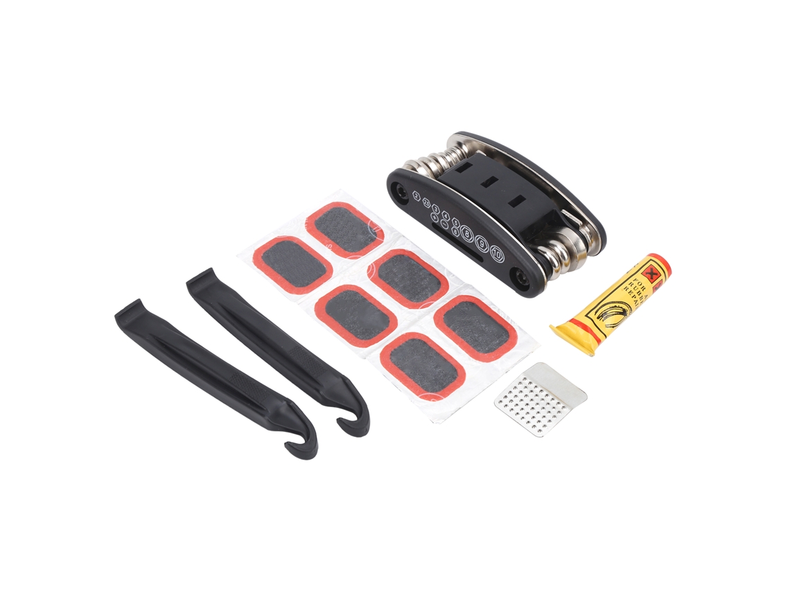 Kit De Reparación De Neumáticos De Bicicleta, Herramienta Multifuncional, Llave Hexagonal, Pasta, Pegamento, Parches, Plegable