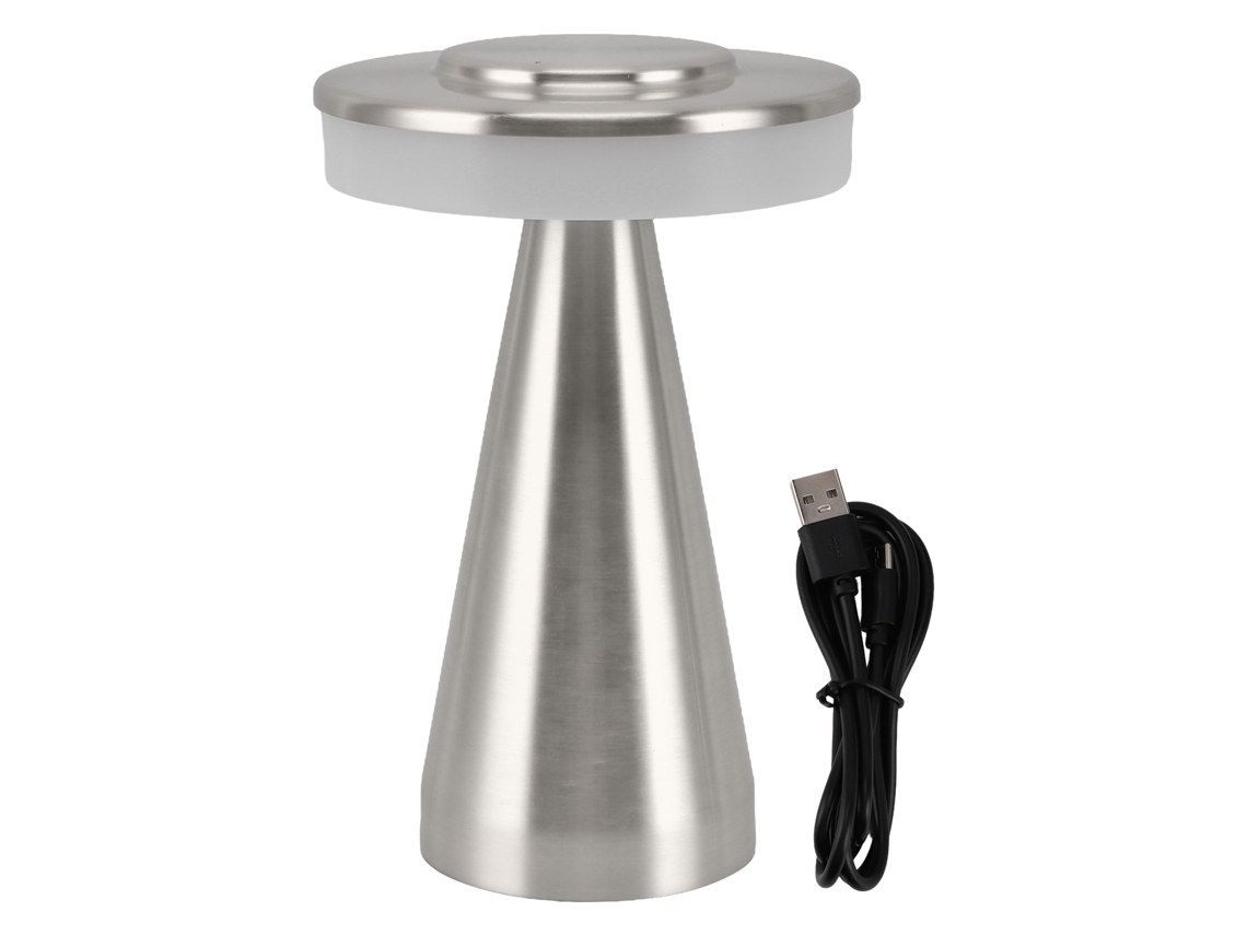 Lámpara De Mesa Led Portátil Con 3 Temperaturas De Color, Control Táctil Y Batería Recargable - Plateada