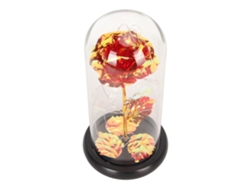 Flor De Cristal Led Decorativa Romántica Con Forma De Rosa Y Cúpula De Cristal Roja.