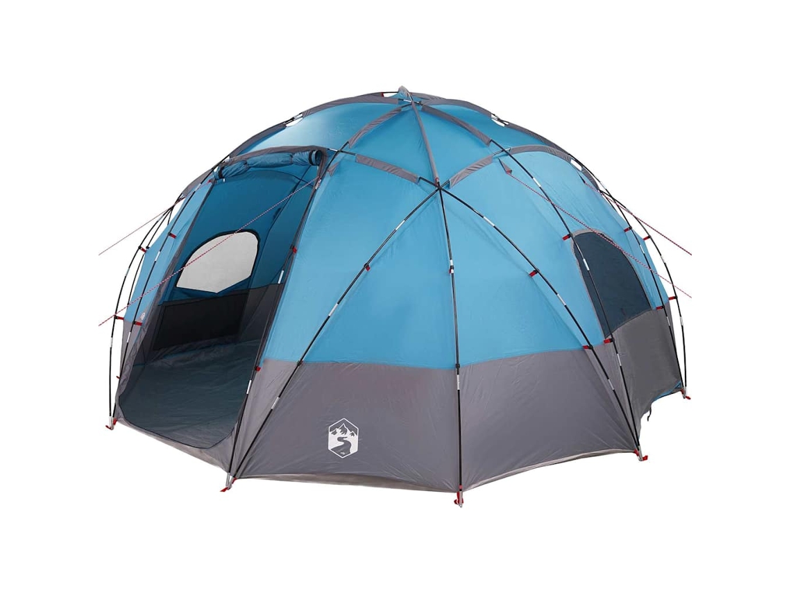 Tienda de campaña azul para camping, 475 x 475 x 235 cm, poliéster.