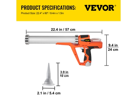Pistola para calafatear salchichas de aluminio, pistola de silicona, 10/20 onzas, 300/600Ml VEVOR