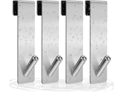 Ganchos Para Puerta De Ducha - 4 Piezas - Ganchos Para Toallas Sin Taladrar - Plateados