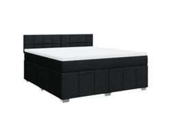 Maison Exclusive - Cama Box Spring Con Colchón Tela Negro 180x200 Cm
