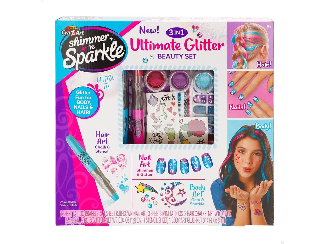 Estudio belleza SHIMMER'N SPARKLE Set de purpurina para uñas, cuerpo y pelo