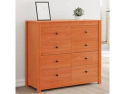 Armario Auxiliar Madera Maciza De Pino Marrón Cera 100x40x90 Cm