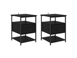 Conjunto de mesita de noche de 2 piezas de roble negro MAISON EXCLUSIVE 40x42x56 cm