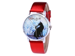 Reloj De Cuarzo Unisex Con Correa De Cuero Pu Casual Rojo Para Hombre Y Mujer