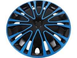 Embellecedores Universales Para Ruedas De Coche De 15 Pulgadas En Polipropileno Azul Y Negro.