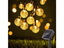 Guirnalda Solar De Luces Con 50 Bolas De Cristal Led Decorativas, De 7 Metros De Largo, Apta Para Uso Exterior, Ideal Para Jardines, Patios
