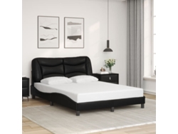 Estructura De Cama Sin Colchón Cuero Sintético Negro 140x200 Cm