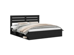 Maison Exclusive - Estructura De Cama Negro 200 X 200 Cm Madera De Pino Macizo