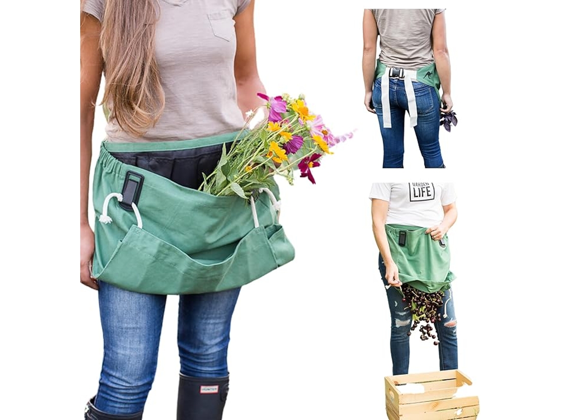 Camisa de Algodão Ajustável, Ergonômica, Impermeável e Lavável, Avental de Jardinagem com Bolsos e Bolsa para a Colheita. ZYBLSSBB