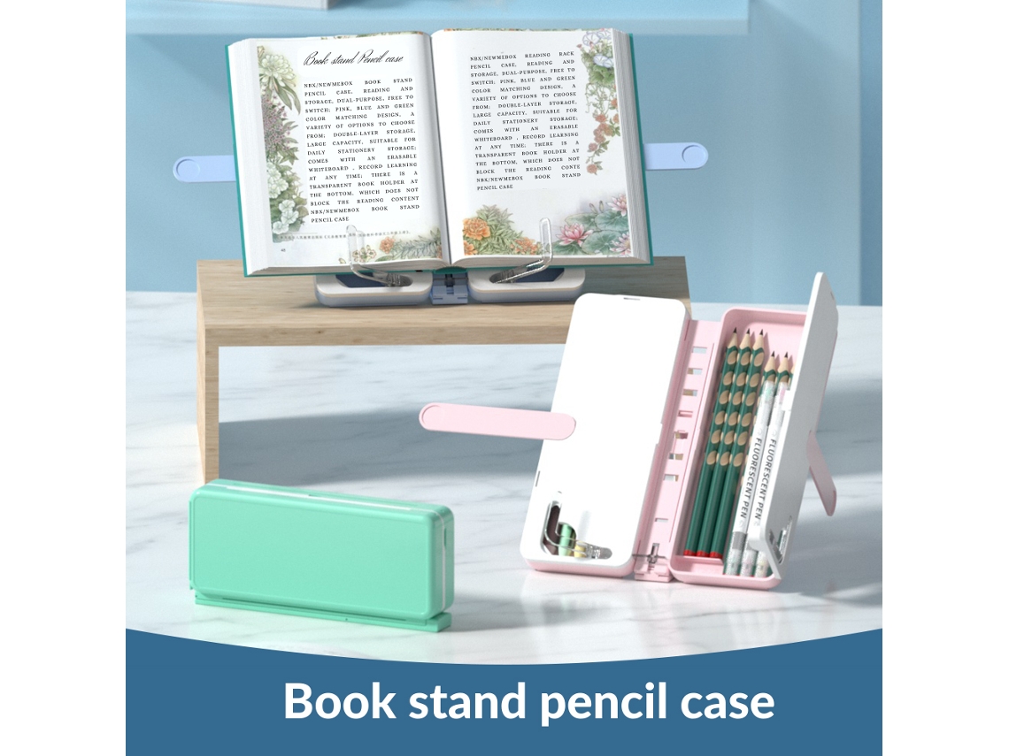 Estuche Para Lápices 2 En 1 Con Soporte De Lectura Ajustable Para Útiles Escolares De Niñas