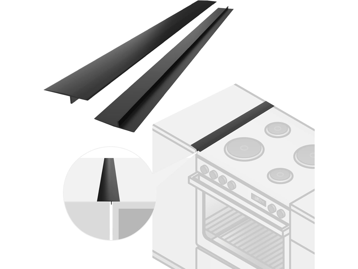 2 Tiras De Silicona Negro 63 Cm Para Lacunas Cocina, Vedación Bancadas/grelhas