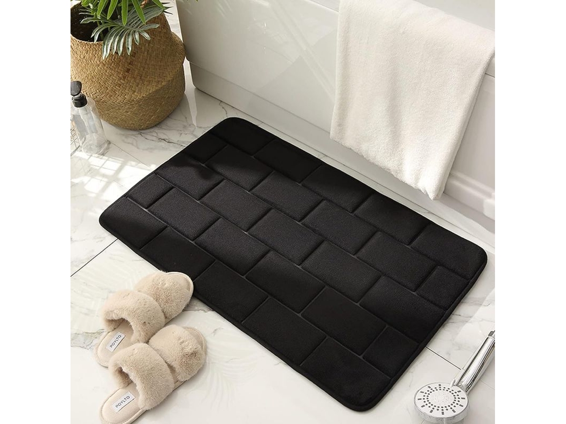 2026-alfombra De Baño Linjou Espuma De Memoria Antideslizante Rosa Absorbente Lavable A Máquina(negro)