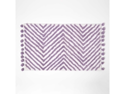 Homescapes Lilac Cotton Bath Mat Tufted Zig Zag With Pom Pom Edges 50 X 80 Cm