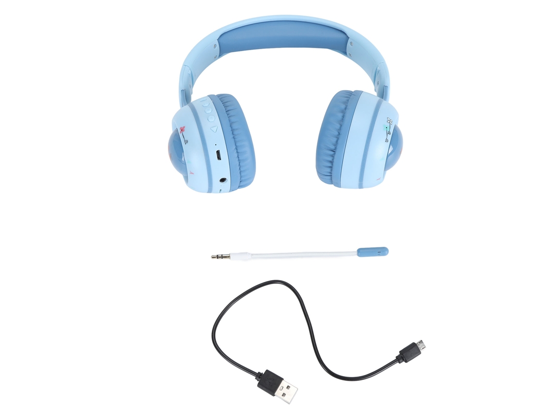 Auriculares Bluetooth Para Niños Con Luces Rgb, 15 Horas De Reproducción, Estéreo Hifi Inalámbrico Y Con Cable, Color Azul.
